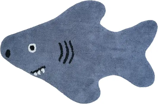 2' X 4' Dark Blue And White Shark Youthful Washable Area Rug