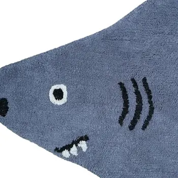 2' X 4' Dark Blue And White Shark Youthful Washable Area Rug