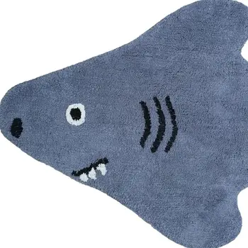 2' X 4' Dark Blue And White Shark Youthful Washable Area Rug