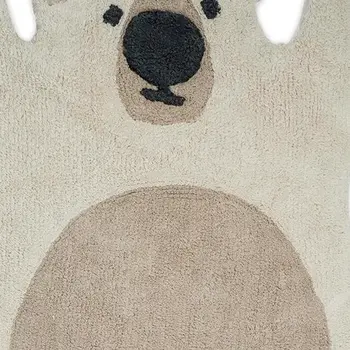 2' X 4' Brown And Off White Bear Youthful Hand Knotted Washable Area Rug