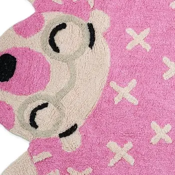 2' X 4' Beige And Pink Bear Youthful Washable Area Rug