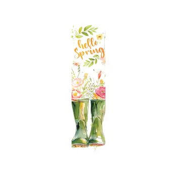 36" White Green And Pink Solid Wood Floral Bouquet Hello Spring Porch Sign