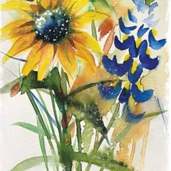 36"White  Blue Green And Yellow Solid Wood Sunflowers Porch Sign