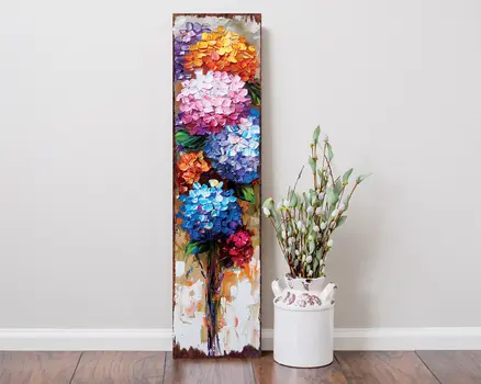36" Blue Pink And White Solid Wood Hydrangeas Porch Sign