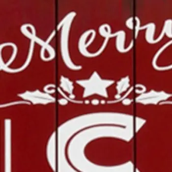 36" White Red And Black Solid Wood Welcome Christmas Reversible Porch Sign