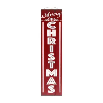 36" White Red And Black Solid Wood Welcome Christmas Reversible Porch Sign