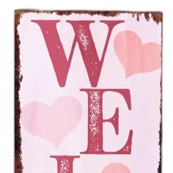 48" Pink Solid Wood Hearts Welcome Porch Sign