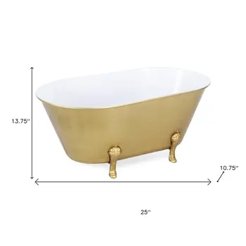 11" Gold Metal Hand Painted Tabletop Sculpture