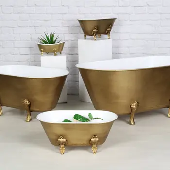 9" Gold Metal Hand Painted Tabletop Sculpture