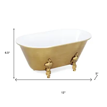 5" Gold Metal Hand Painted Tabletop Sculpture