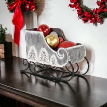 12" Gray Metal Christmas Snowflakes Hand Painted Tabletop Sculpture