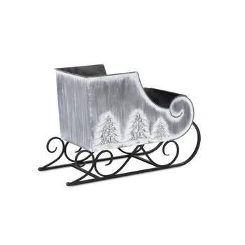 12" Gray Metal Christmas Snowflakes Hand Painted Tabletop Sculpture