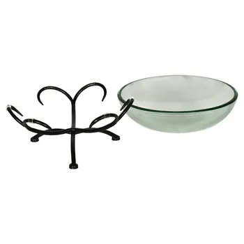 7" Black Glass Hand Painted Decorative Bowl