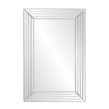 39" Silver Geo Lines Frameless Accent Mirror