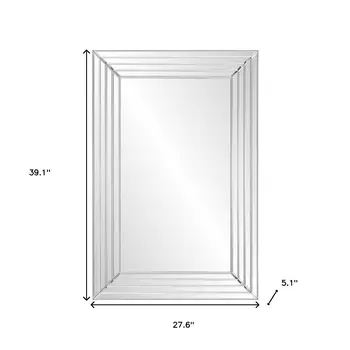 39" Silver Geo Lines Frameless Accent Mirror