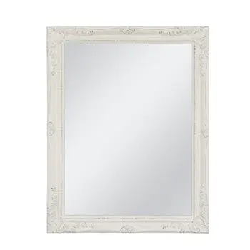 40" White Wood Ornate Framed Accent Mirror