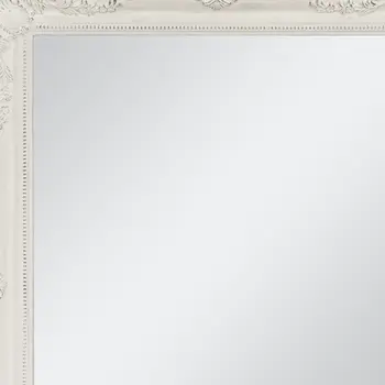 40" White Wood Ornate Framed Accent Mirror