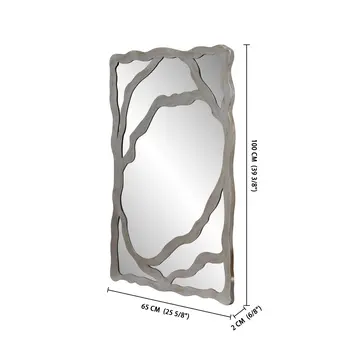 44" Gray Wood Free Form Framed Accent Mirror