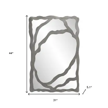 44" Gray Wood Free Form Framed Accent Mirror