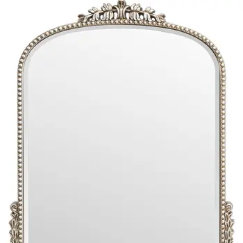 34" Silver Baroque Arch Ornate Framed Accent Mirror