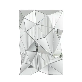 40" Abstract Geometric Faceted Frameless Accent Mirror