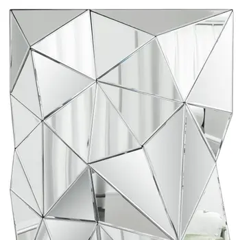40" Abstract Geometric Faceted Frameless Accent Mirror
