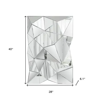40" Abstract Geometric Faceted Frameless Accent Mirror