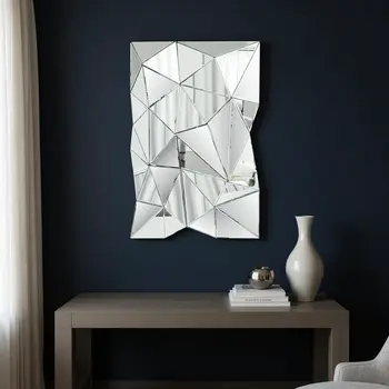 40" Abstract Geometric Faceted Frameless Accent Mirror