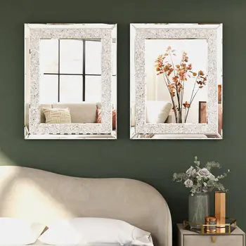 25" Silver Wood composite Freestanding and Wall Mount Accent Mirror
