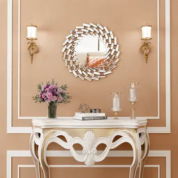 20" Silver Round Sunburst Frameless Accent Mirror