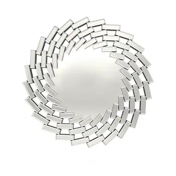 20" Silver Round Sunburst Frameless Accent Mirror