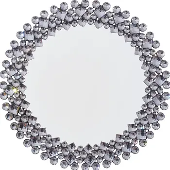 20" Silver Round Faux Crystal Bling Framed Accent Mirror