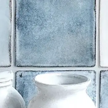 4" x 4" Blue Vinyl Arabesque Peel And Stick Removable Tiles