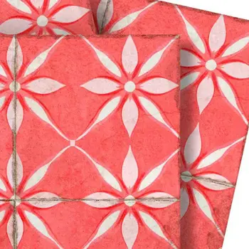 8" x 8" Red Vinyl Arabesque Peel And Stick Removable Tiles