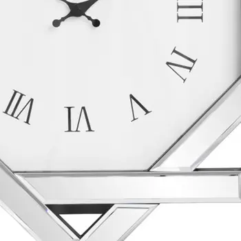 26" Silver Mirrored Glass Silent Analog Geometric Wall Clock