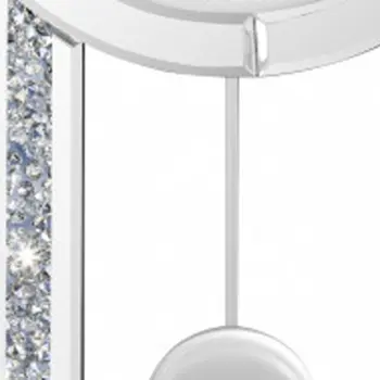 15" Silver Faux Crystal And Mirrored Glass Silent Analog Oval Wall Clock