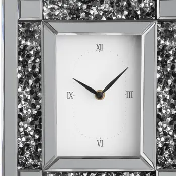 16" Silver Glass and Wood Silent Analog Novelty Wall Clock