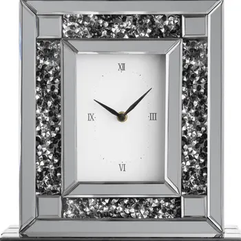 16" Silver Glass and Wood Silent Analog Novelty Wall Clock
