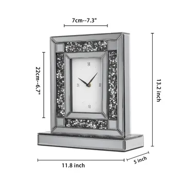 16" Silver Glass and Wood Silent Analog Novelty Wall Clock