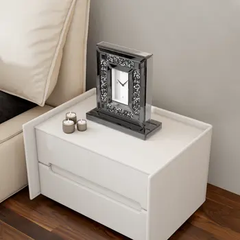 16" Silver Glass and Wood Silent Analog Novelty Wall Clock