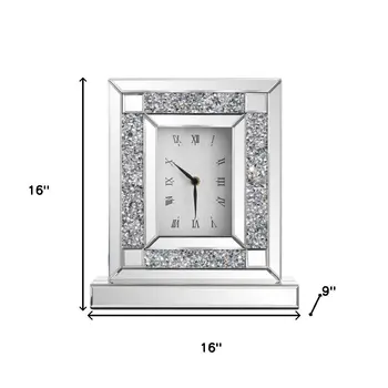 16" Black Glass and Wood Silent Analog Novelty Wall Clock