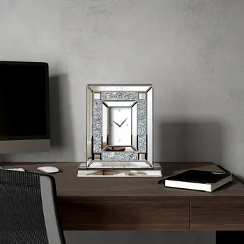 16" Black Glass and Wood Silent Analog Novelty Wall Clock