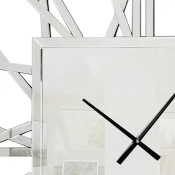 27" Silver Mirrored Glass Silent Analog Square Wall Clock
