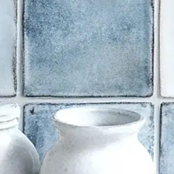 4" x 4" Blue Vinyl Arabesque Peel And Stick Removable Tiles