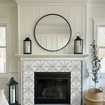 4" x 4" Gray Vinyl Arabesque Peel And Stick Removable Tiles