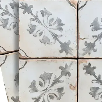 6" x 6" Gray Vinyl Arabesque Peel And Stick Removable Tiles