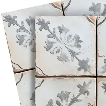 7" x 7" Gray Vinyl Arabesque Peel And Stick Removable Tiles