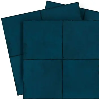 4" x 4" Blue Vinyl Arabesque Peel And Stick Removable Tiles