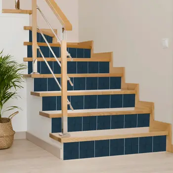 5" x 5" Blue Vinyl Arabesque Peel And Stick Removable Tiles