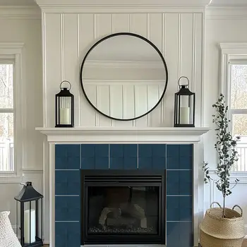 12" x 12" Blue Vinyl Arabesque Peel And Stick Removable Tiles